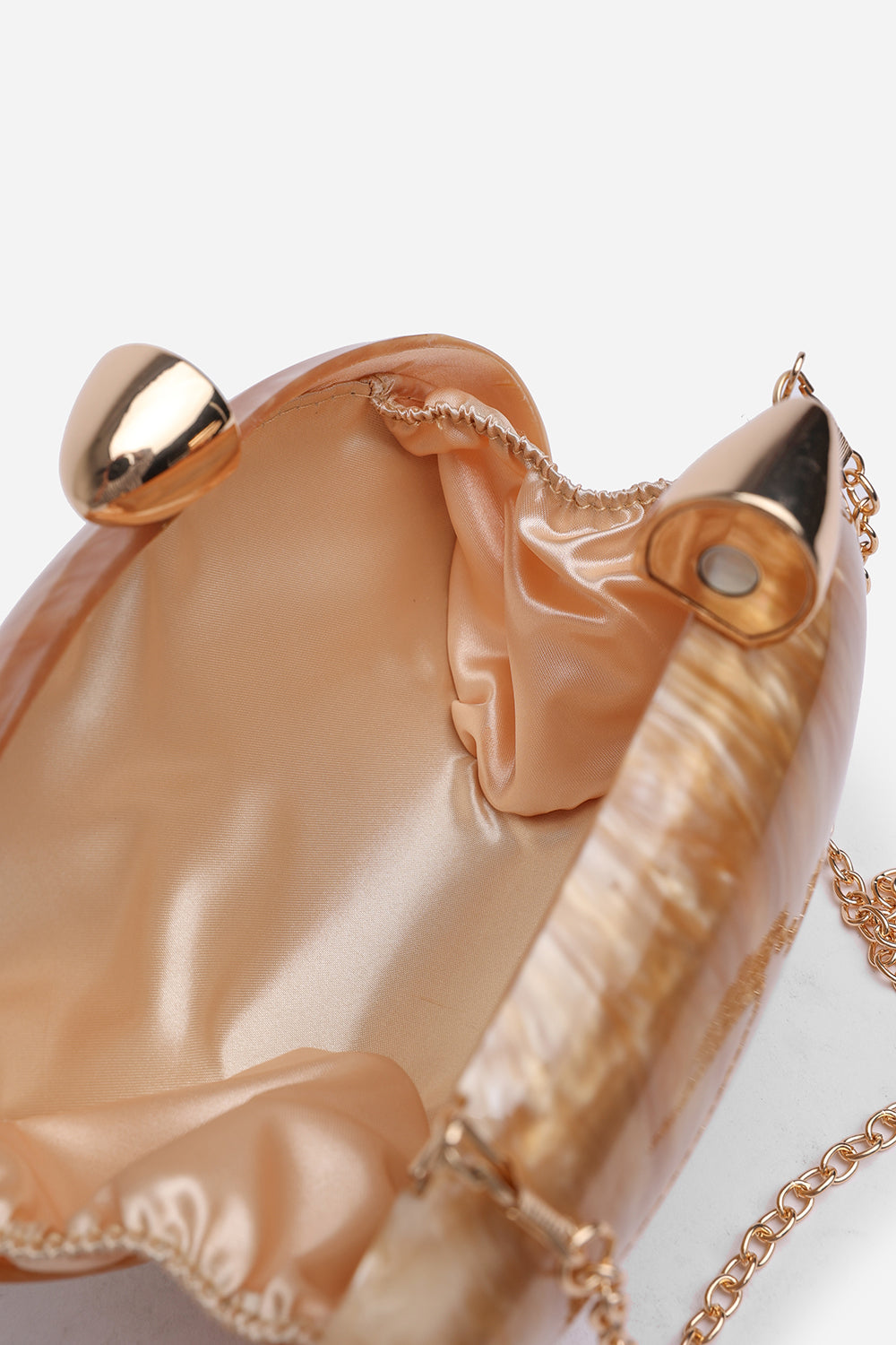 Benna Marble Acrylic Clutch In Gold