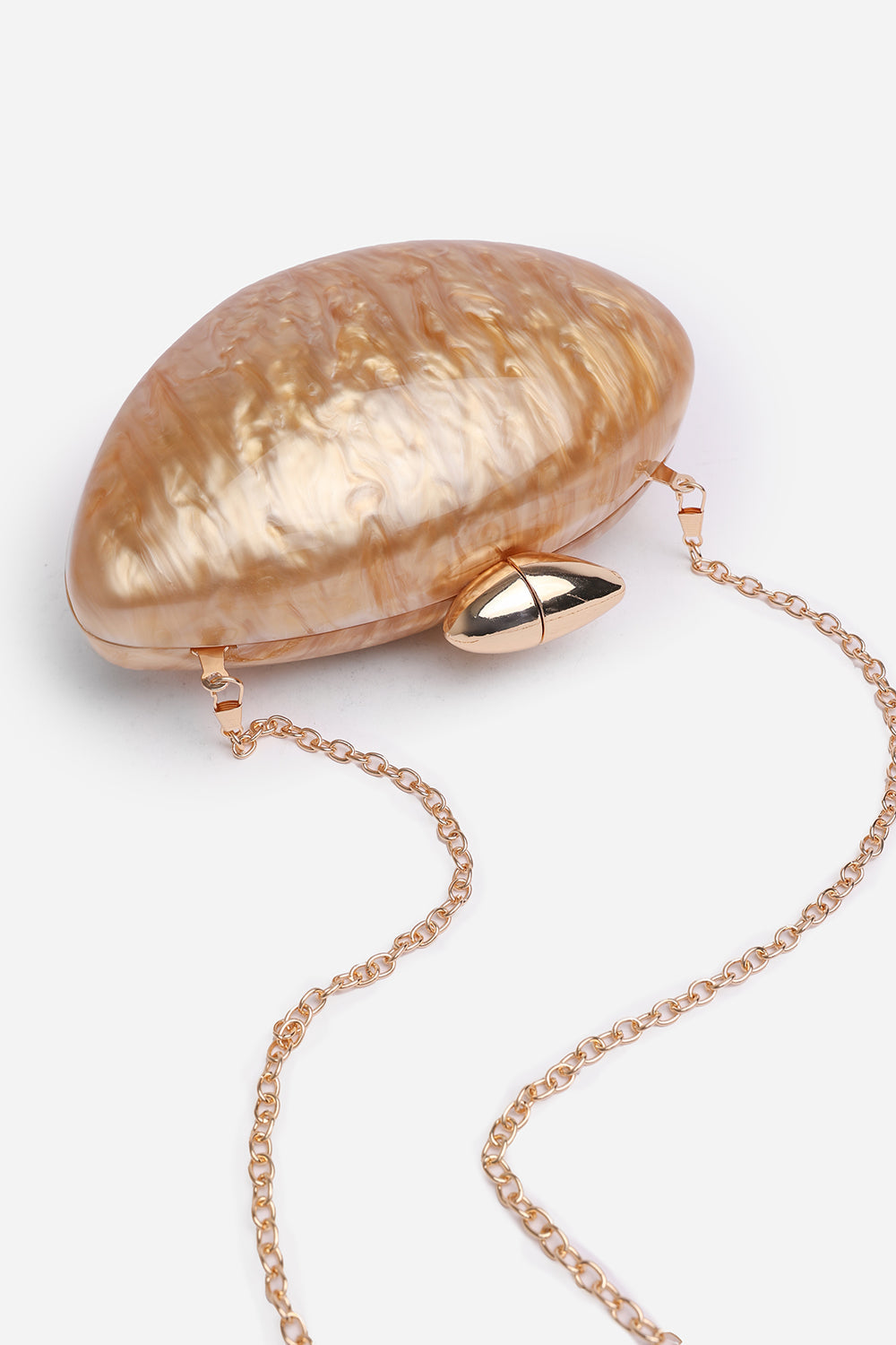 Benna Marble Acrylic Clutch In Gold