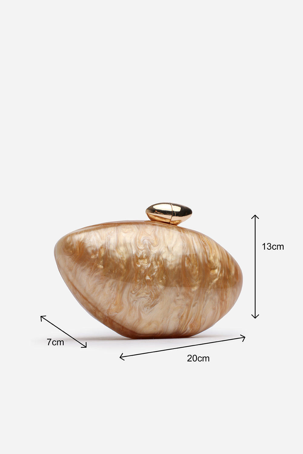 Benna Marble Acrylic Clutch In Gold