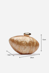 Benna Marble Acrylic Clutch In Gold