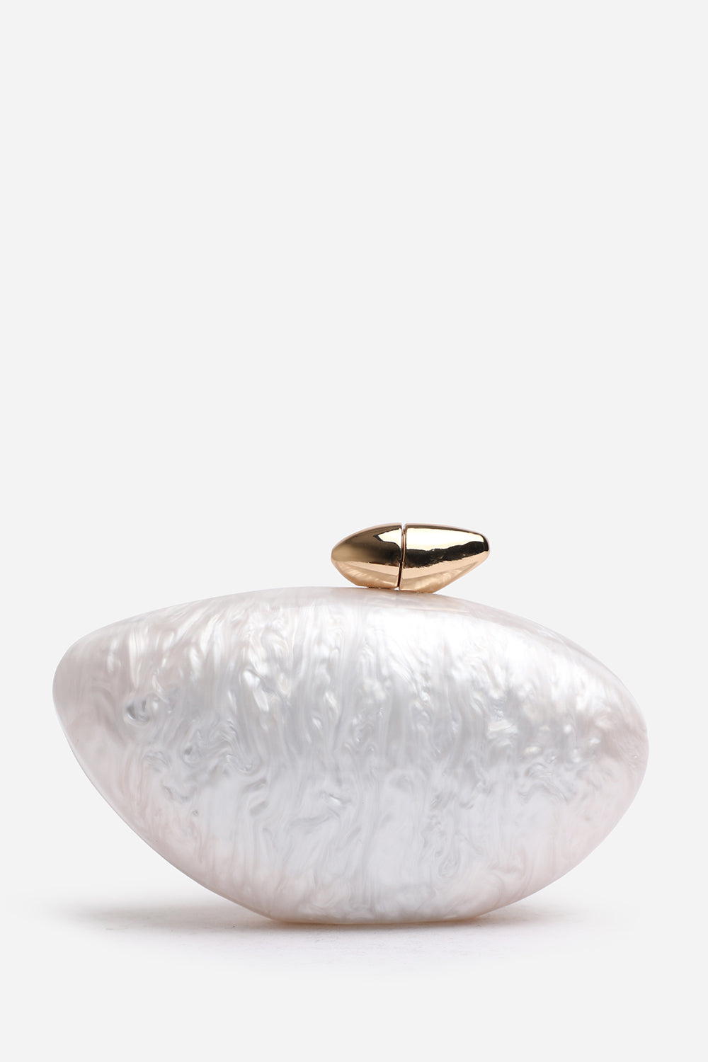 Benna Marble Acrylic Clutch In White