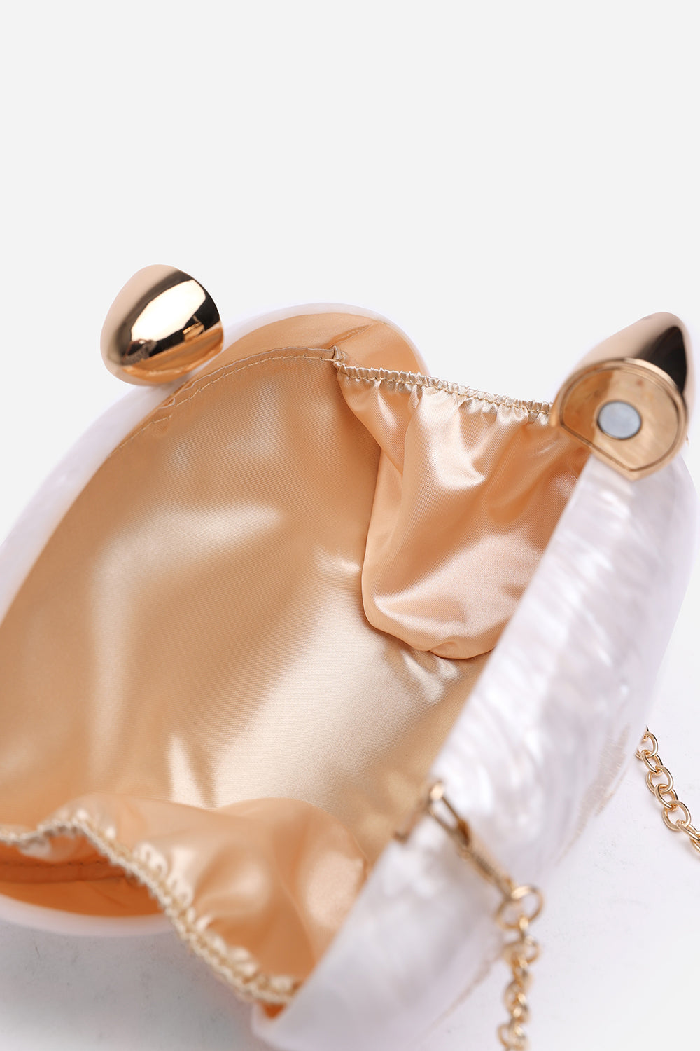 Benna Marble Acrylic Clutch In White