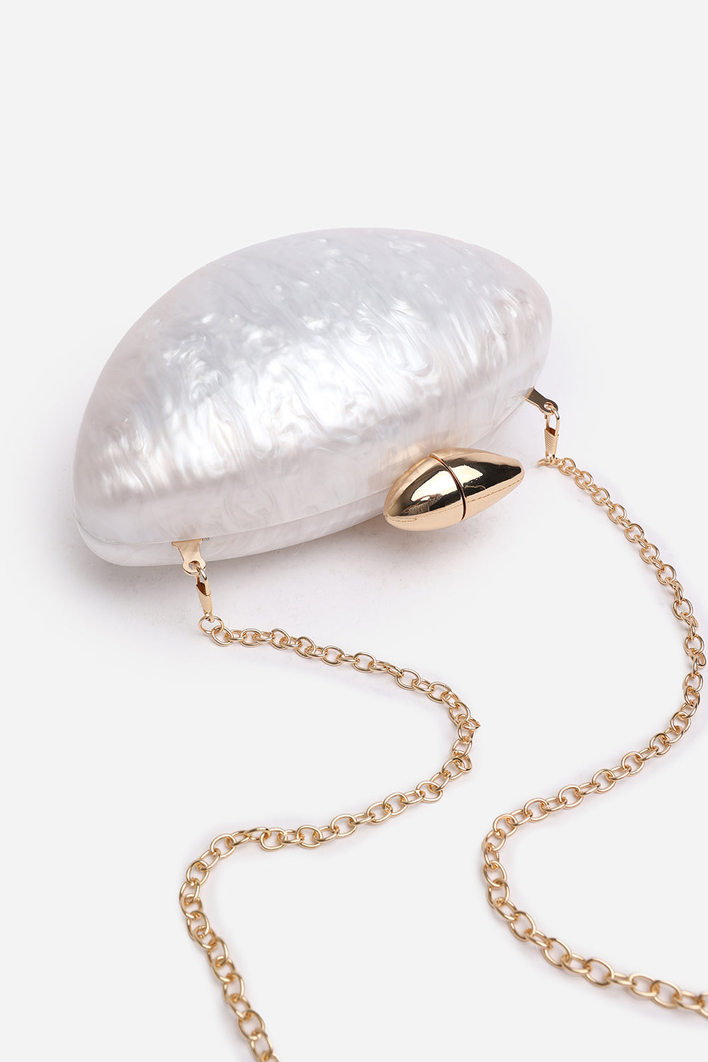 Benna Marble Acrylic Clutch In White