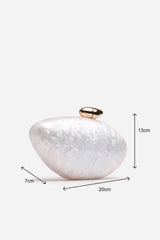 Benna Marble Acrylic Clutch In White