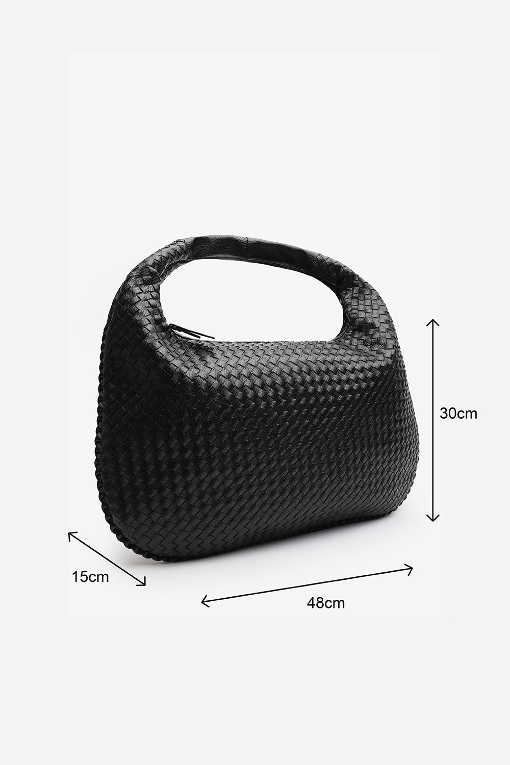 Barber Large Contorted Shoulder Bag in Black Woven Faux Leather