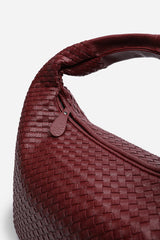 Barber Large Contorted Shoulder Bag in Burgundy Woven Faux Leather