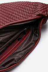 Barber Large Contorted Shoulder Bag in Burgundy Woven Faux Leather