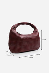 Barber Large Contorted Shoulder Bag in Burgundy Woven Faux Leather