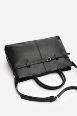 Flores Luxury Structured Leather Tote Bag in Black