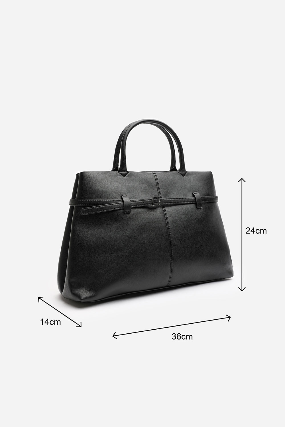 Flores Luxury Structured Leather Tote Bag in Black