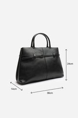 Flores Luxury Structured Leather Tote Bag in Black