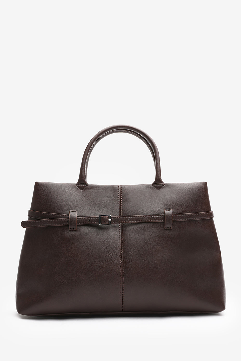 Flores Luxury Structured Leather Tote Bag in Brown