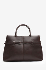Flores Luxury Structured Leather Tote Bag in Brown