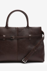 Flores Luxury Structured Leather Tote Bag in Brown