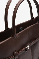 Flores Luxury Structured Leather Tote Bag in Brown