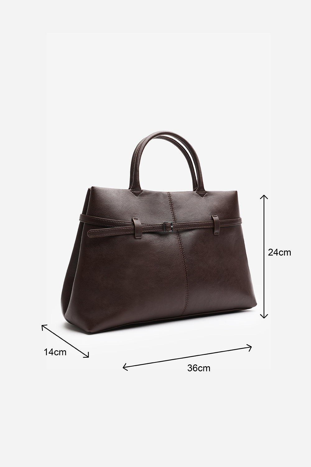 Flores Luxury Structured Leather Tote Bag in Brown
