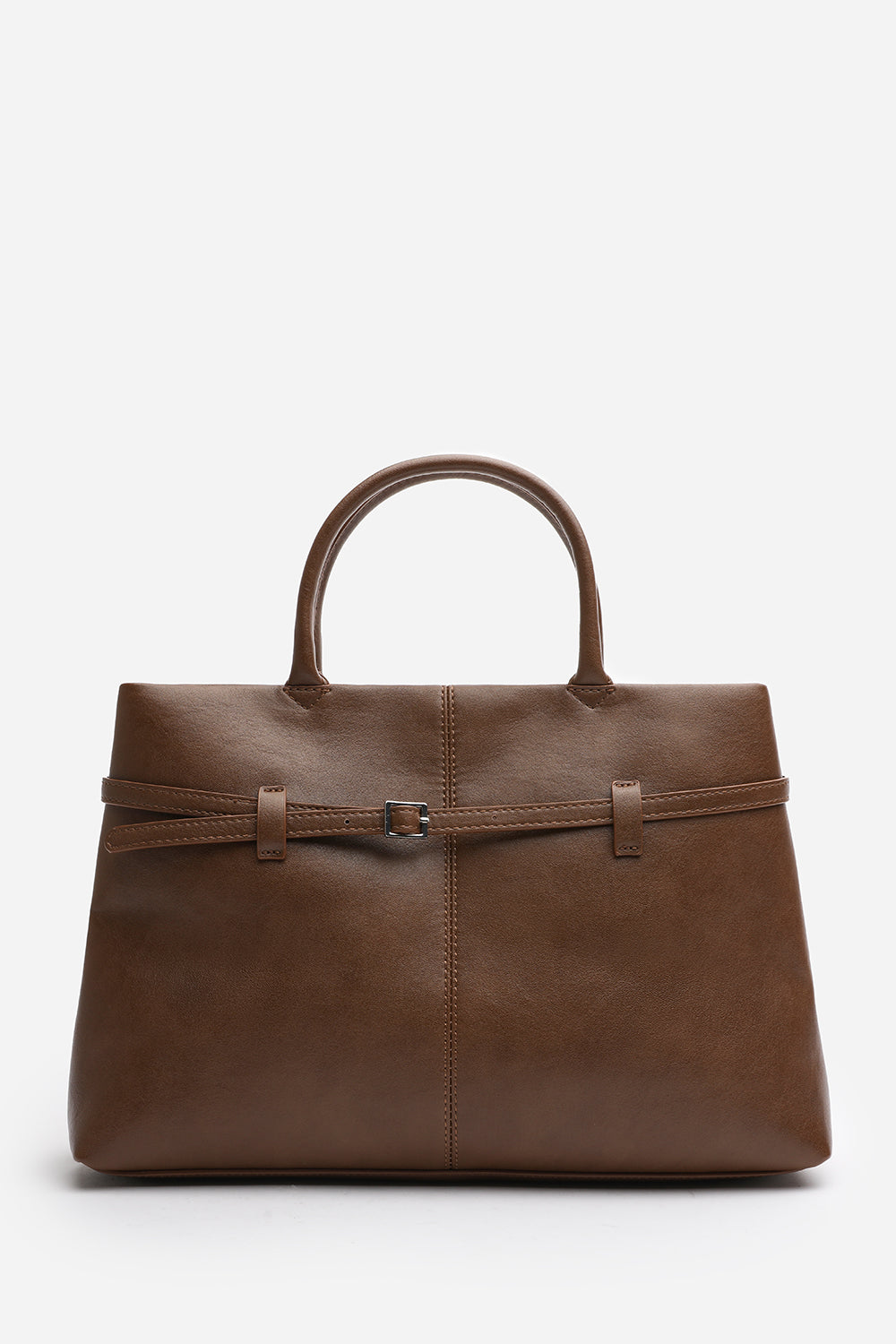 Flores Luxury Structured Leather Tote Bag in Tan