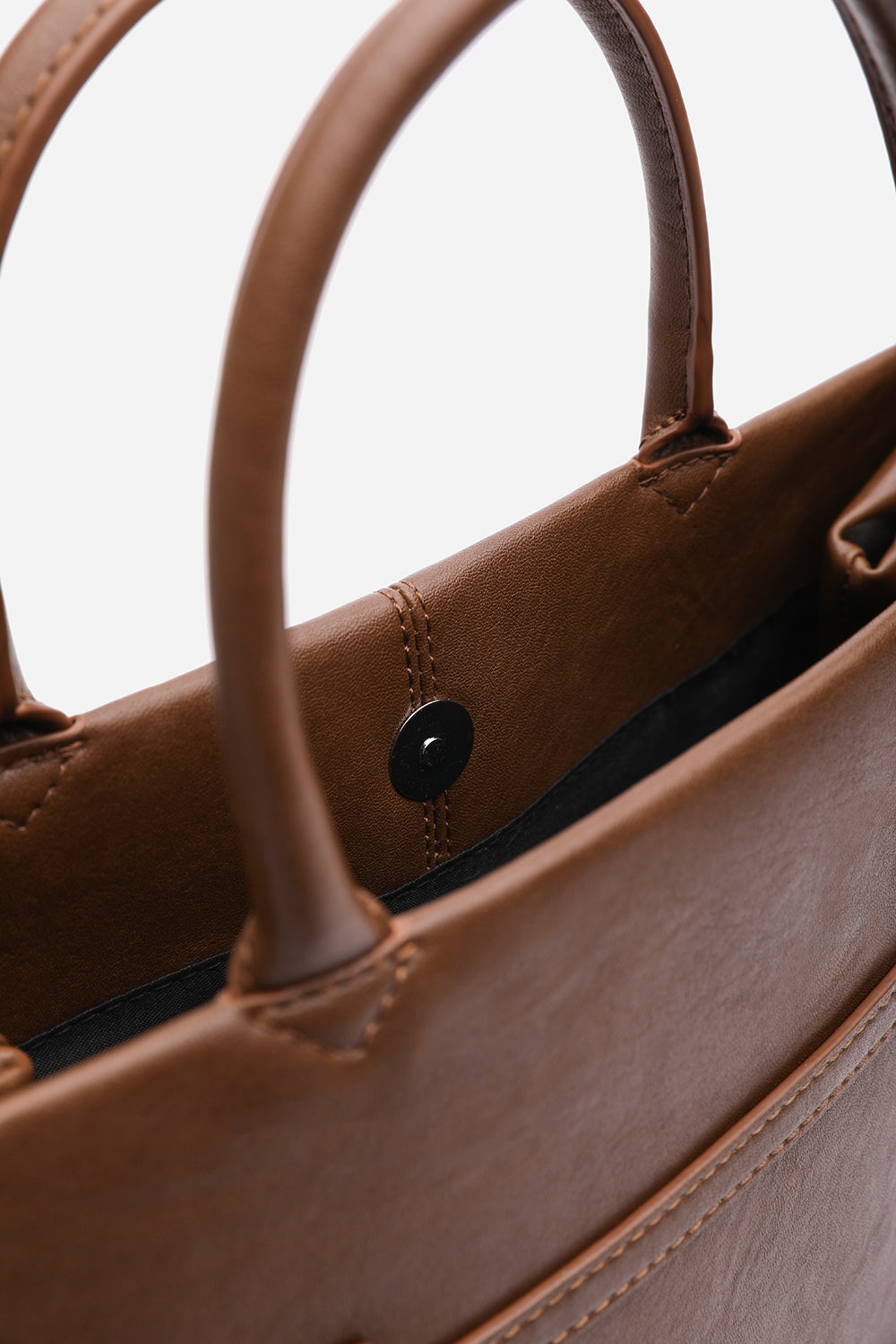 Flores Luxury Structured Leather Tote Bag in Tan