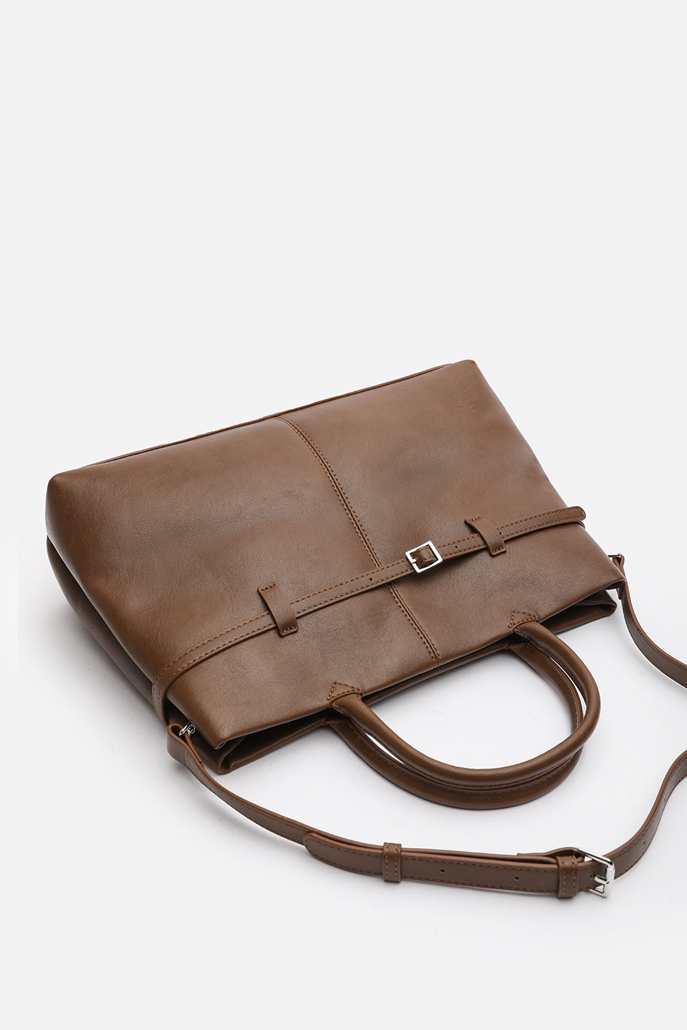 Flores Luxury Structured Leather Tote Bag in Tan