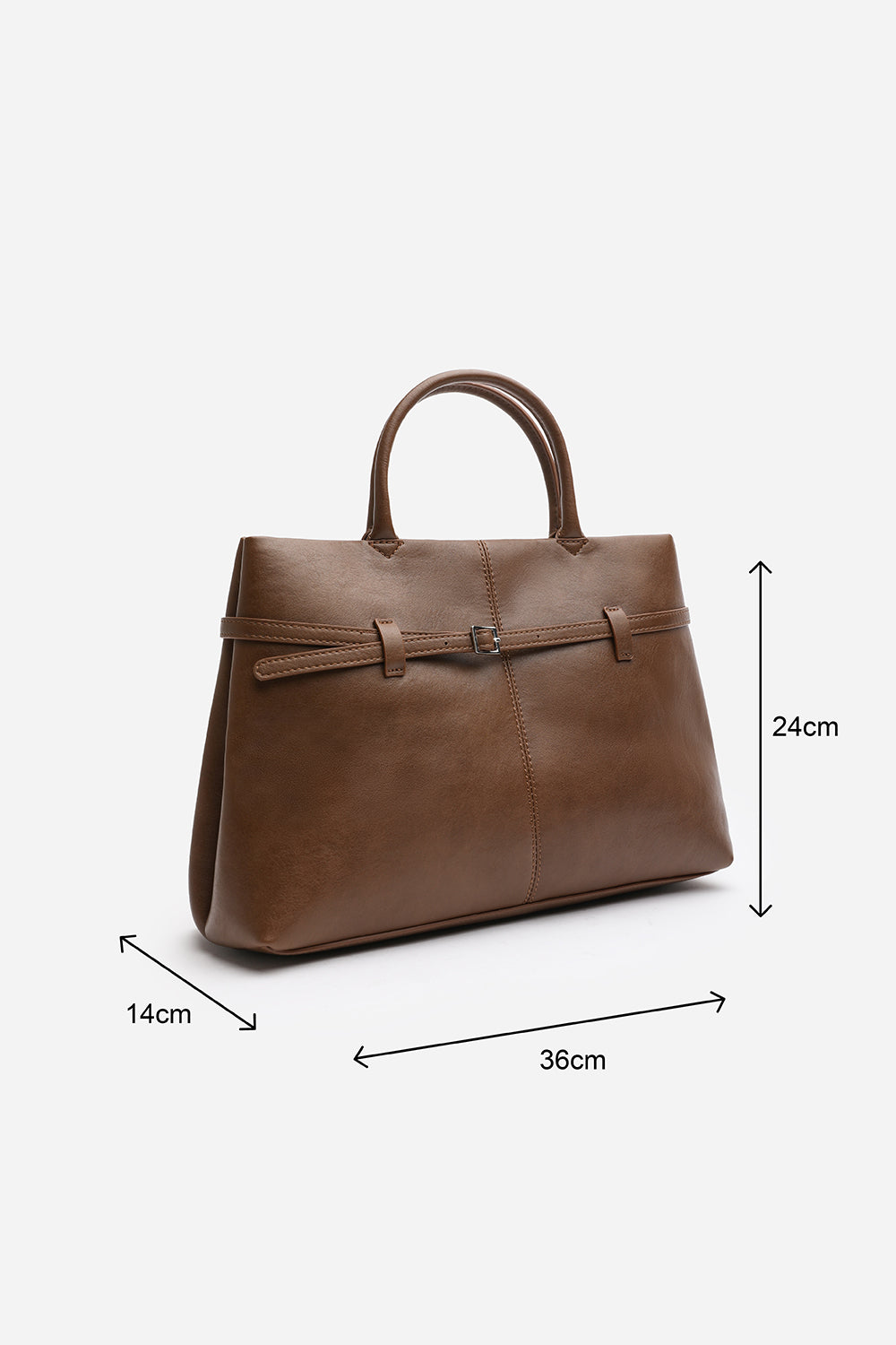 Flores Luxury Structured Leather Tote Bag in Tan
