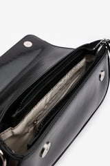 Arena Baguette Shoulder Bag in Black Faux Leather