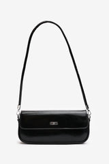 Arena Baguette Shoulder Bag in Black Faux Leather