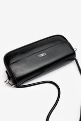Arena Baguette Shoulder Bag in Black Faux Leather