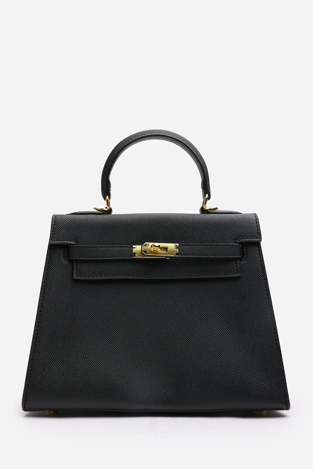 Lluvia Top Handle Satchel Mini Tote Bag with Turn-Lock Closure in Black