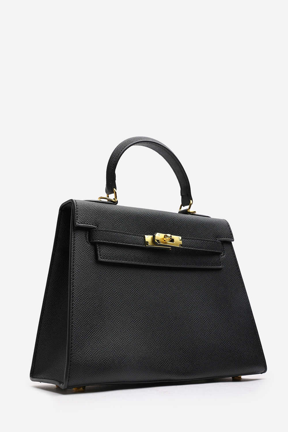 Lluvia Top Handle Satchel Mini Tote Bag with Turn-Lock Closure in Black