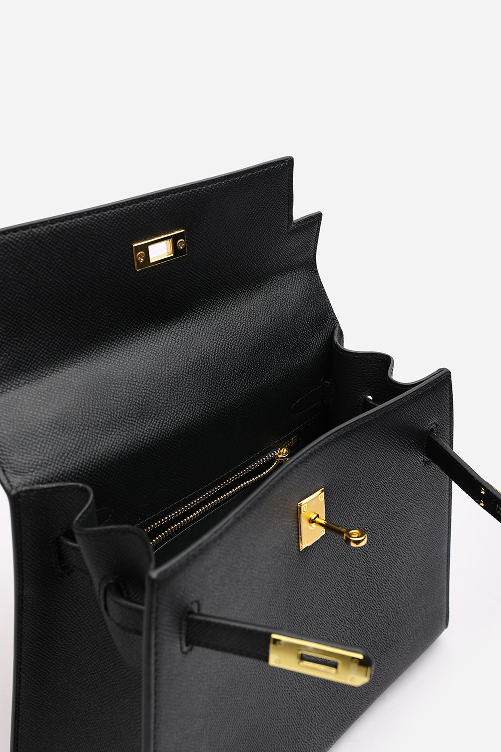 Lluvia Top Handle Satchel Mini Tote Bag with Turn-Lock Closure in Black