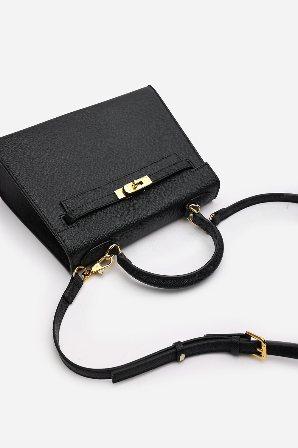 Lluvia Top Handle Satchel Mini Tote Bag with Turn-Lock Closure in Black