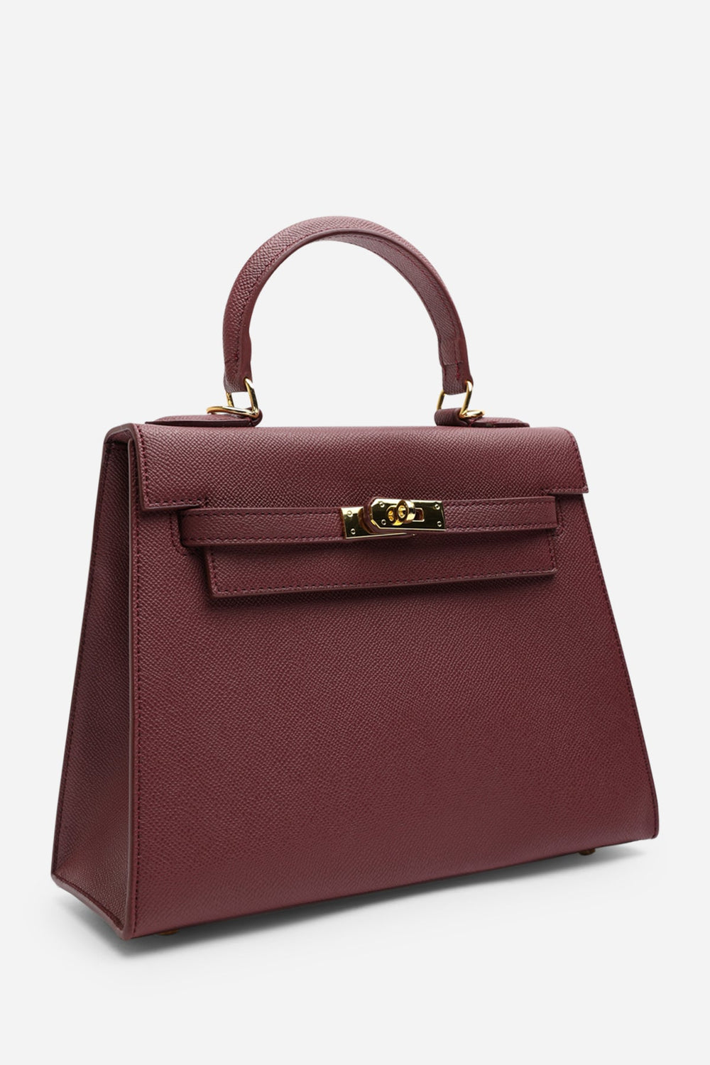 Lluvia Top Handle Satchel Mini Tote Bag with Turn-Lock Closure in Maroon