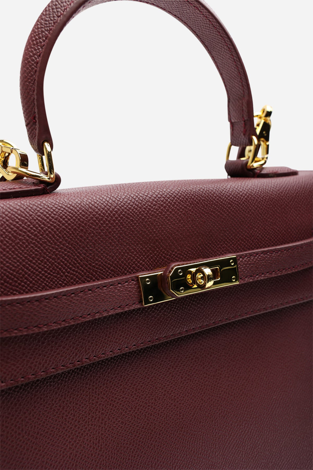 Lluvia Top Handle Satchel Mini Tote Bag with Turn-Lock Closure in Maroon