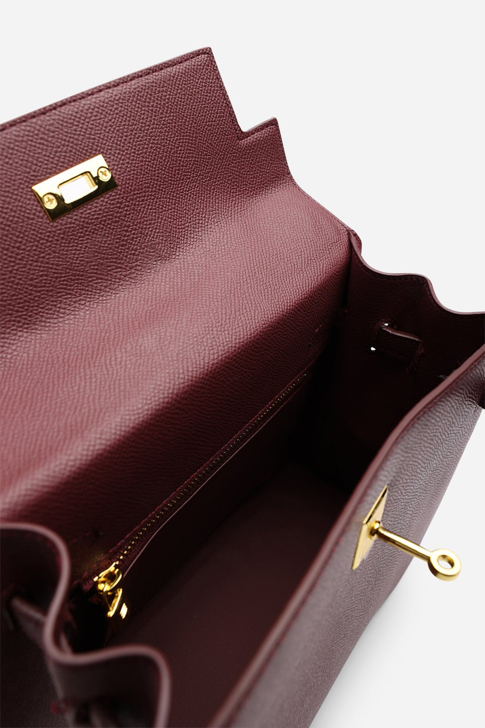 Lluvia Top Handle Satchel Mini Tote Bag with Turn-Lock Closure in Maroon