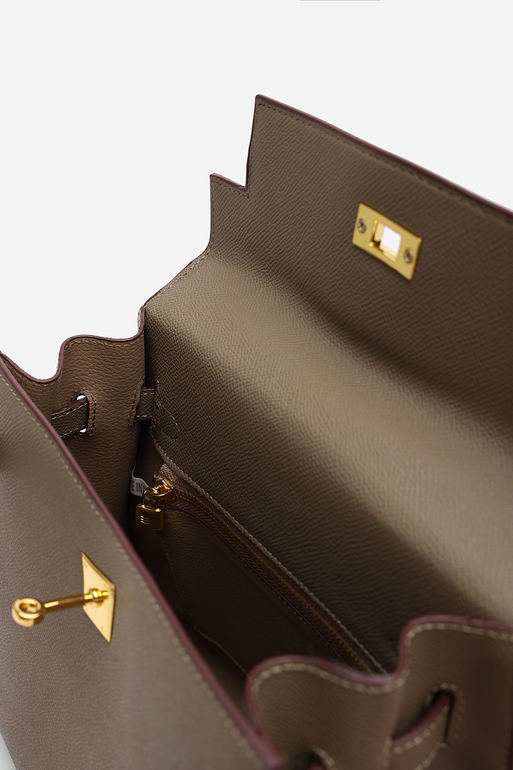 Lluvia Top Handle Satchel Mini Tote Bag with Turn-Lock Closure in Taupe