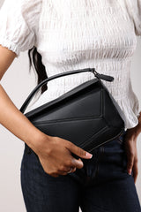 Abrazo Geometric Top Handle Bag in Black