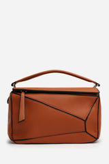 Abrazo Geometric Top Handle Bag in Tan