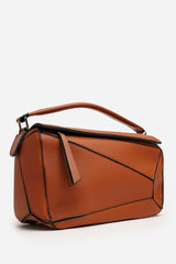 Abrazo Geometric Top Handle Bag in Tan
