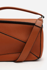 Abrazo Geometric Top Handle Bag in Tan