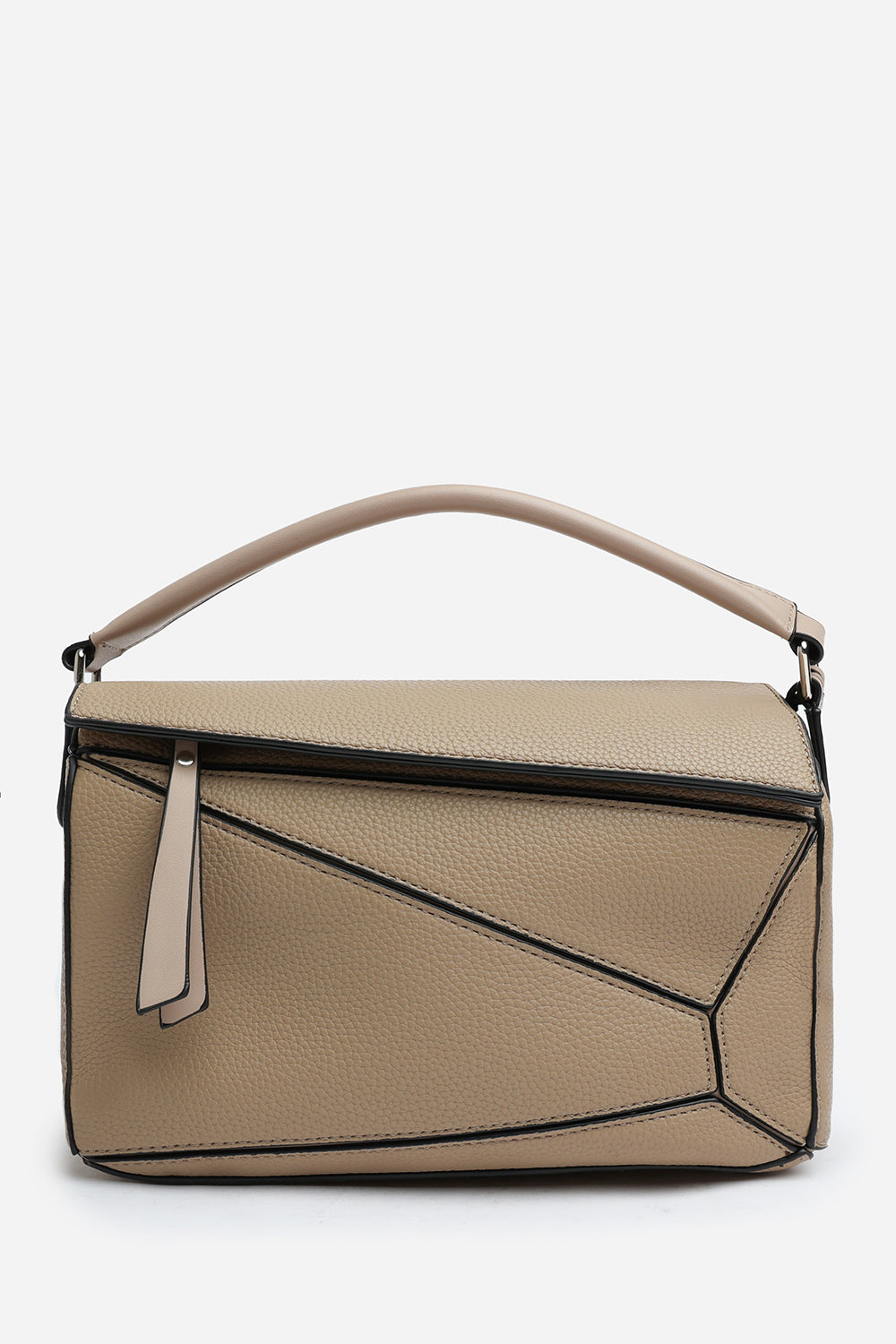 Abrazo Geometric Top Handle Bag in Taupe