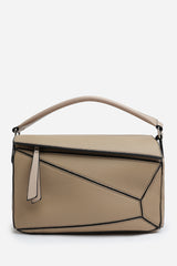 Abrazo Geometric Top Handle Bag in Taupe