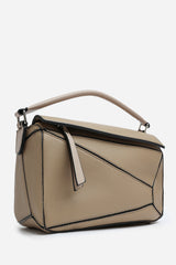 Abrazo Geometric Top Handle Bag in Taupe