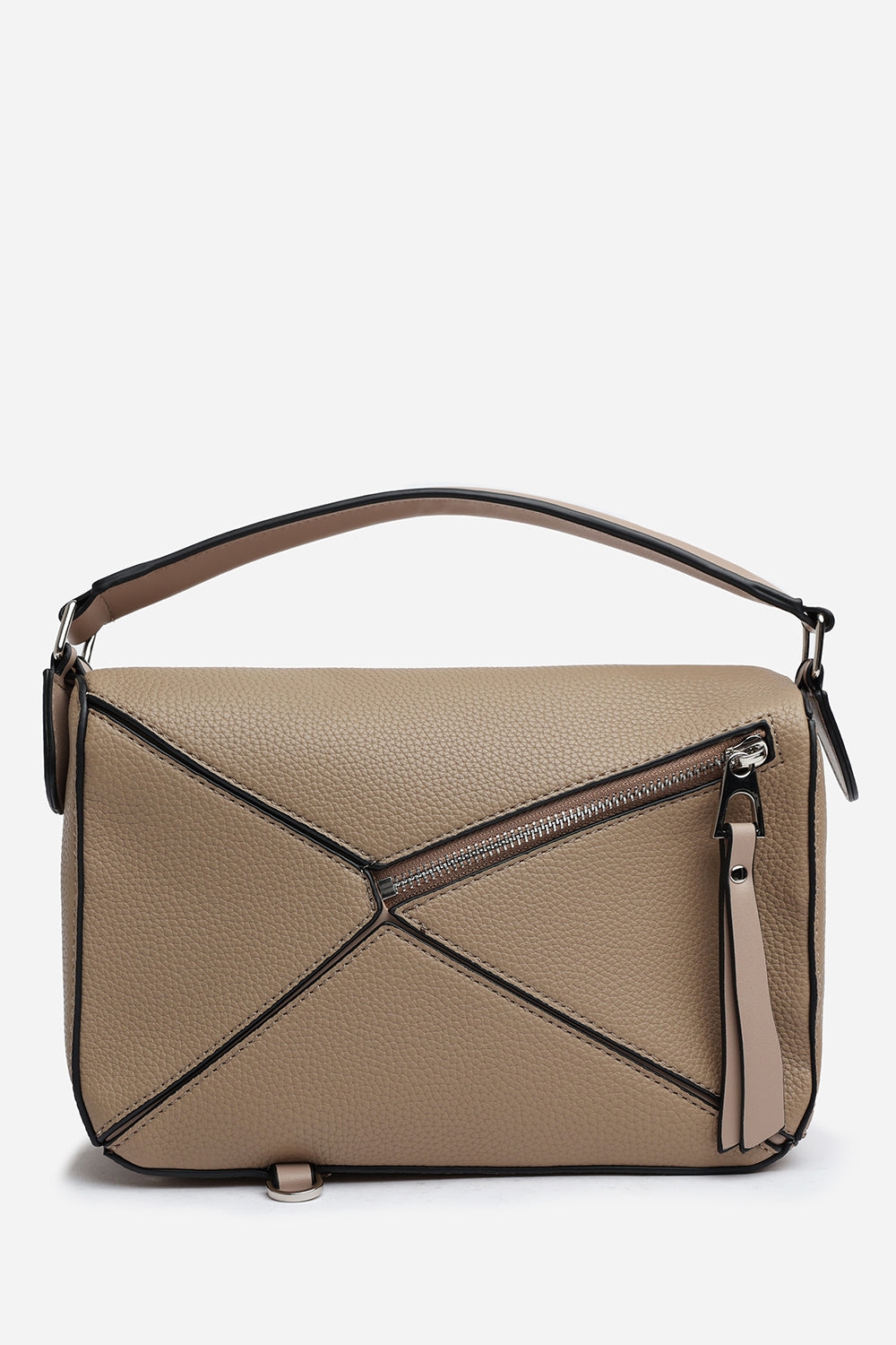 Abrazo Geometric Top Handle Bag in Taupe