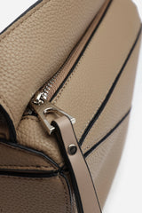 Abrazo Geometric Top Handle Bag in Taupe