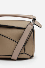Abrazo Geometric Top Handle Bag in Taupe