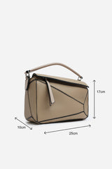 Abrazo Geometric Top Handle Bag in Taupe