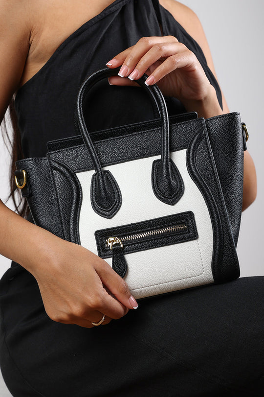 Dulce Front Zip Classic Tote Bag in Black