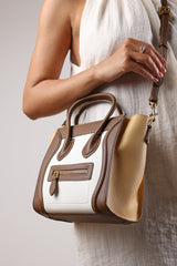 Dulce Front Zip Classic Tote Bag in Taupe