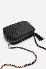 Ange Chevron Quilted Crossbody Bag in Black