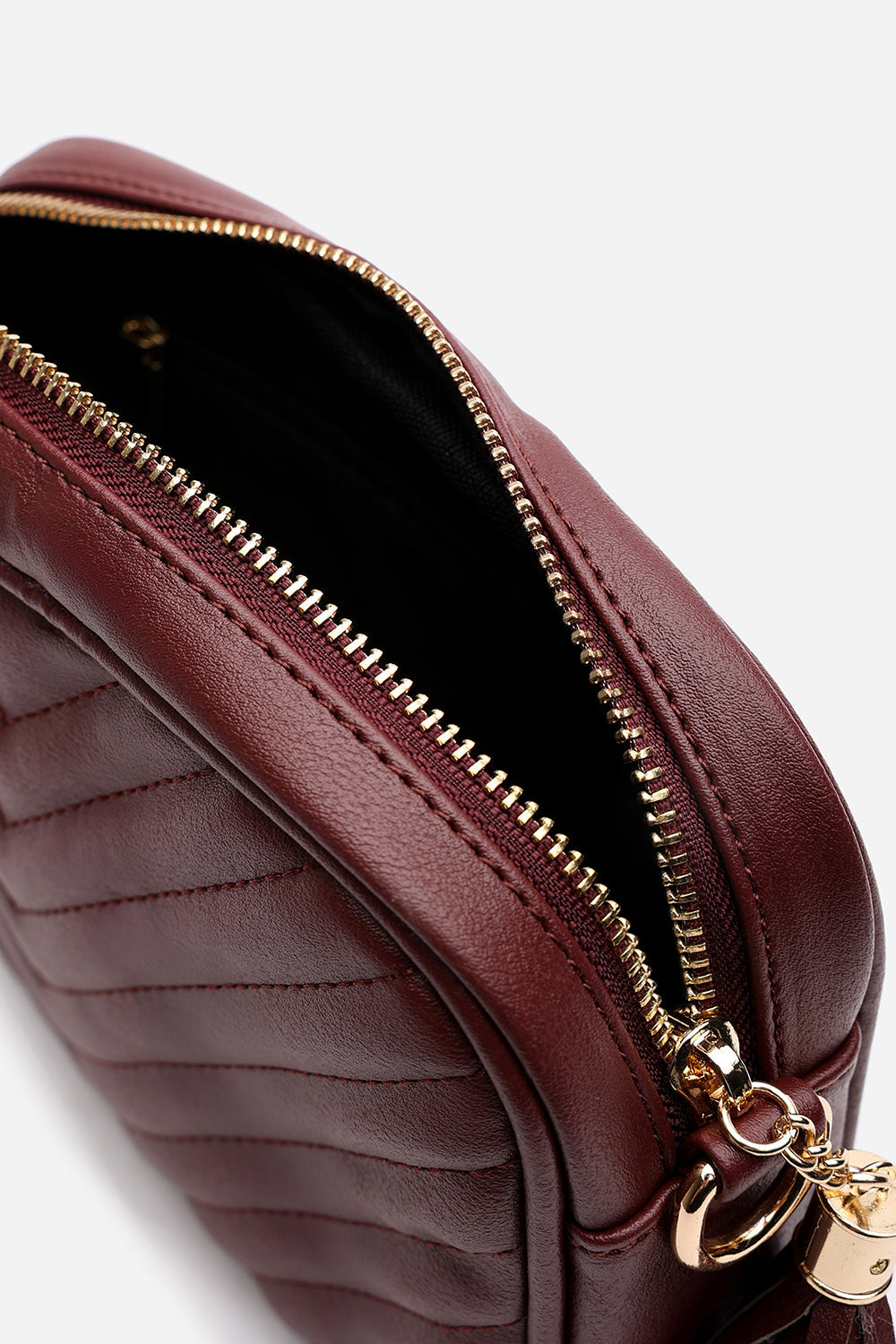 Ange Chevron Quilted Crossbody Bag in Dark Brown